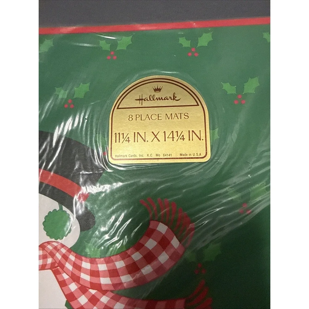 Vintage Hallmark Christmas Paper Placemats(16)Snowman Cardinal NIP 11.25